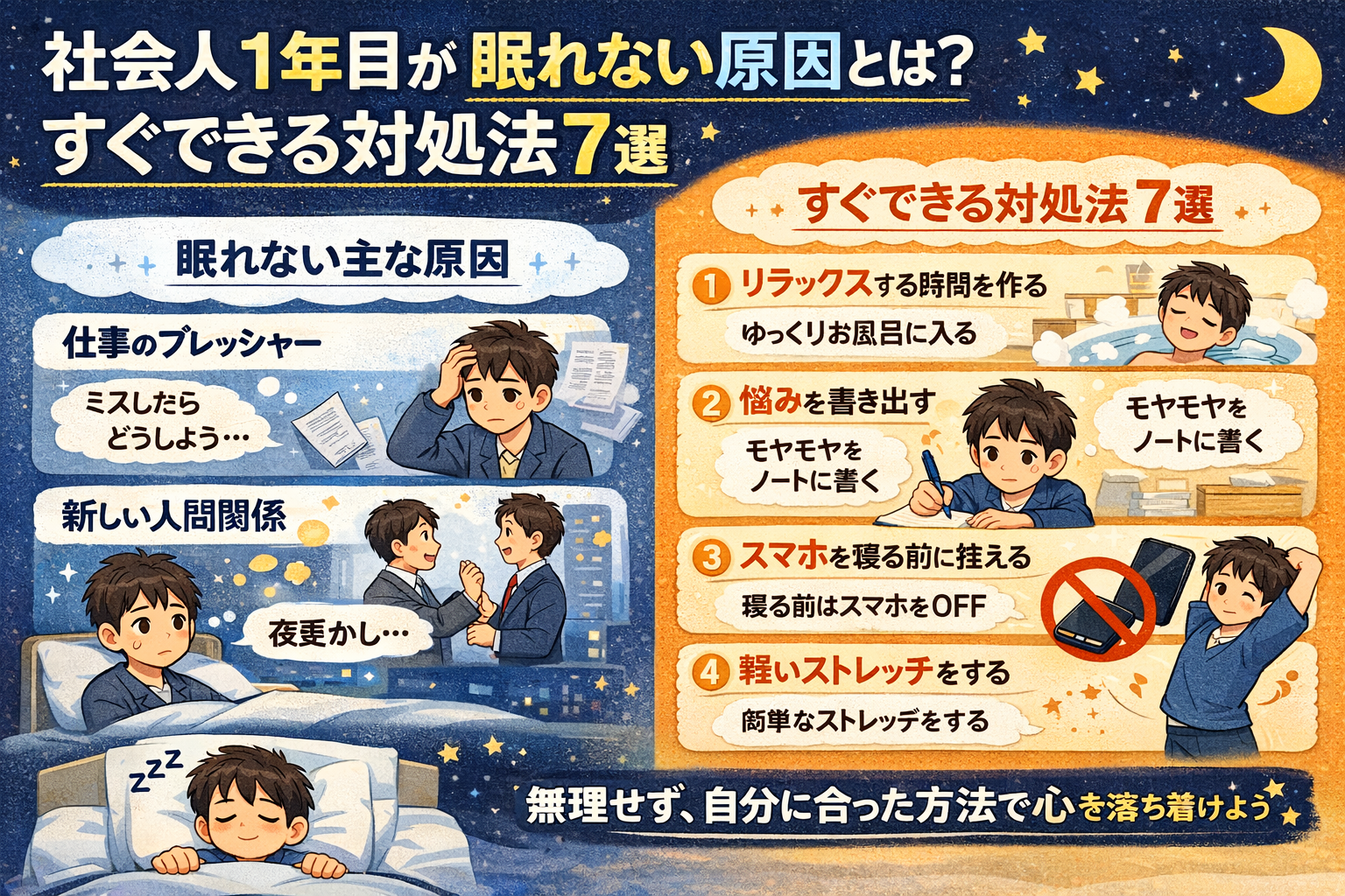 社会人1年目が眠れなくなる理由と対処法